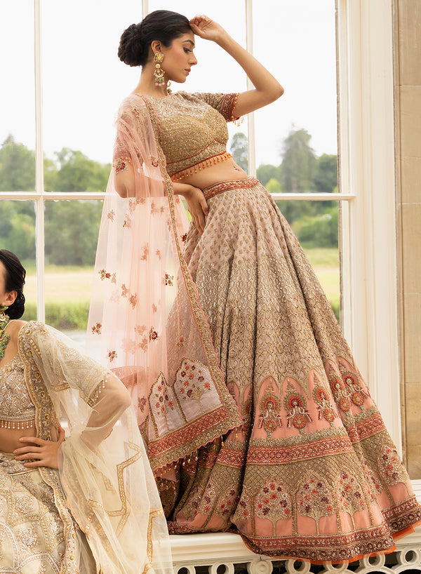 Peach Bridal With Fine Beadwork